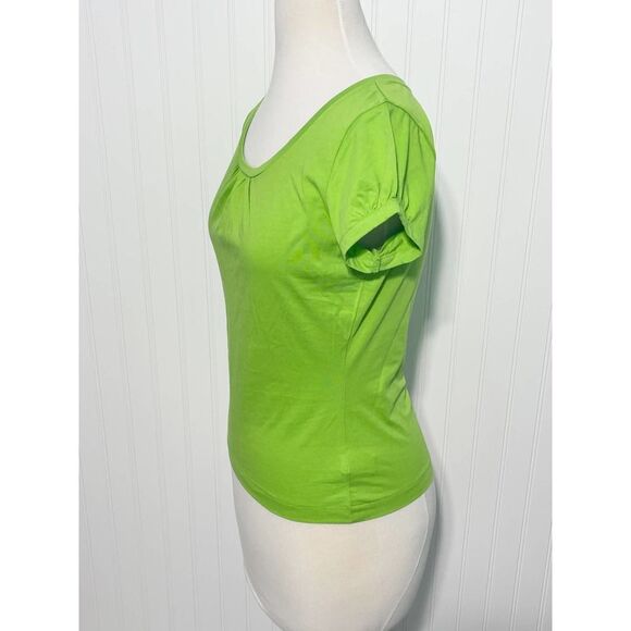 Lilly Pulitzer Scoop Neck Puff Sleeve Tee T-Shirt Bright Green XS Extra Small‎ - Picture 7 of 9